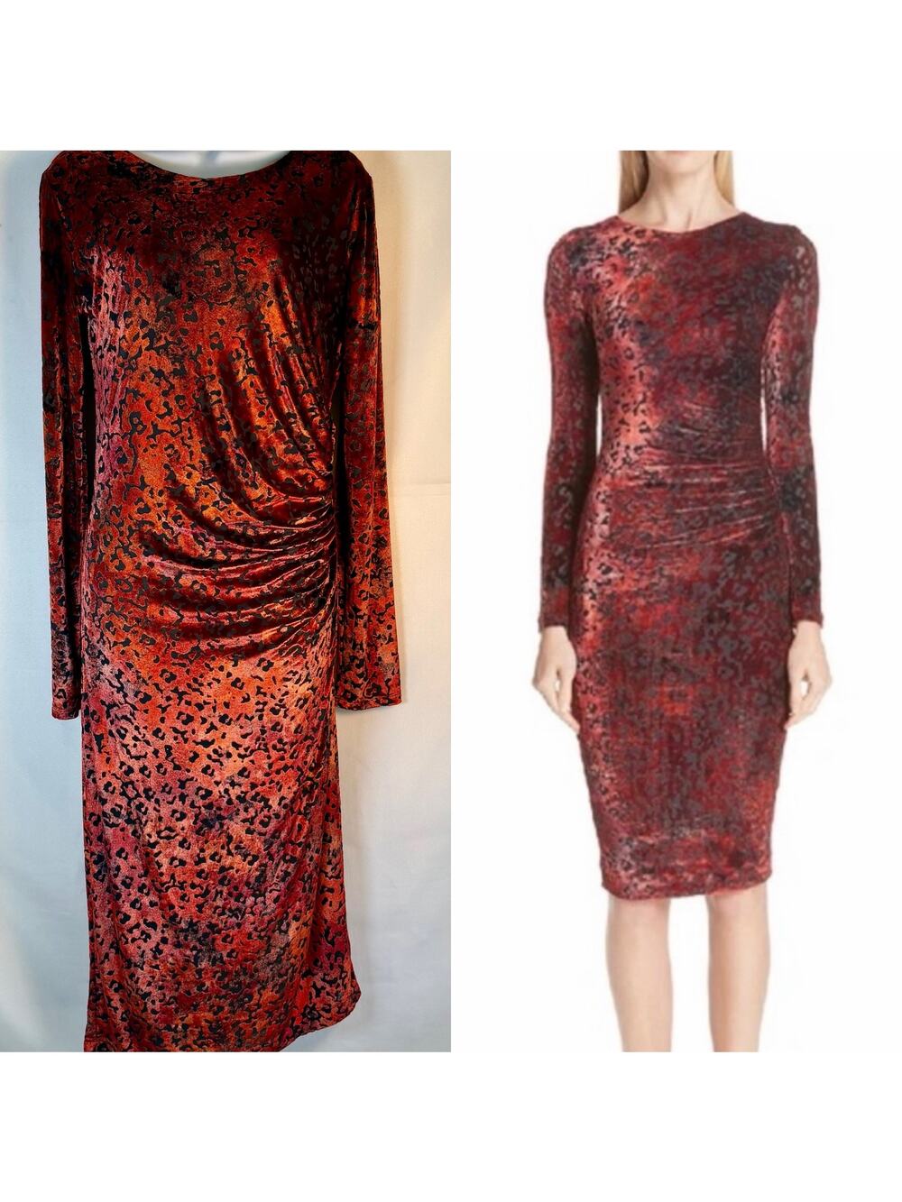 Fuzzi Italy designer art animal print dress nwt $580 sz xl red black statement